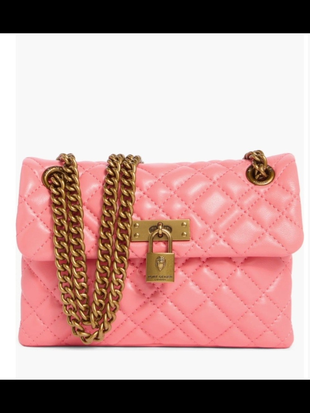 NWT Kurt Geiger Mini Pink Quilted Genuine Leather Brixton Shoulder Crossbody Bag